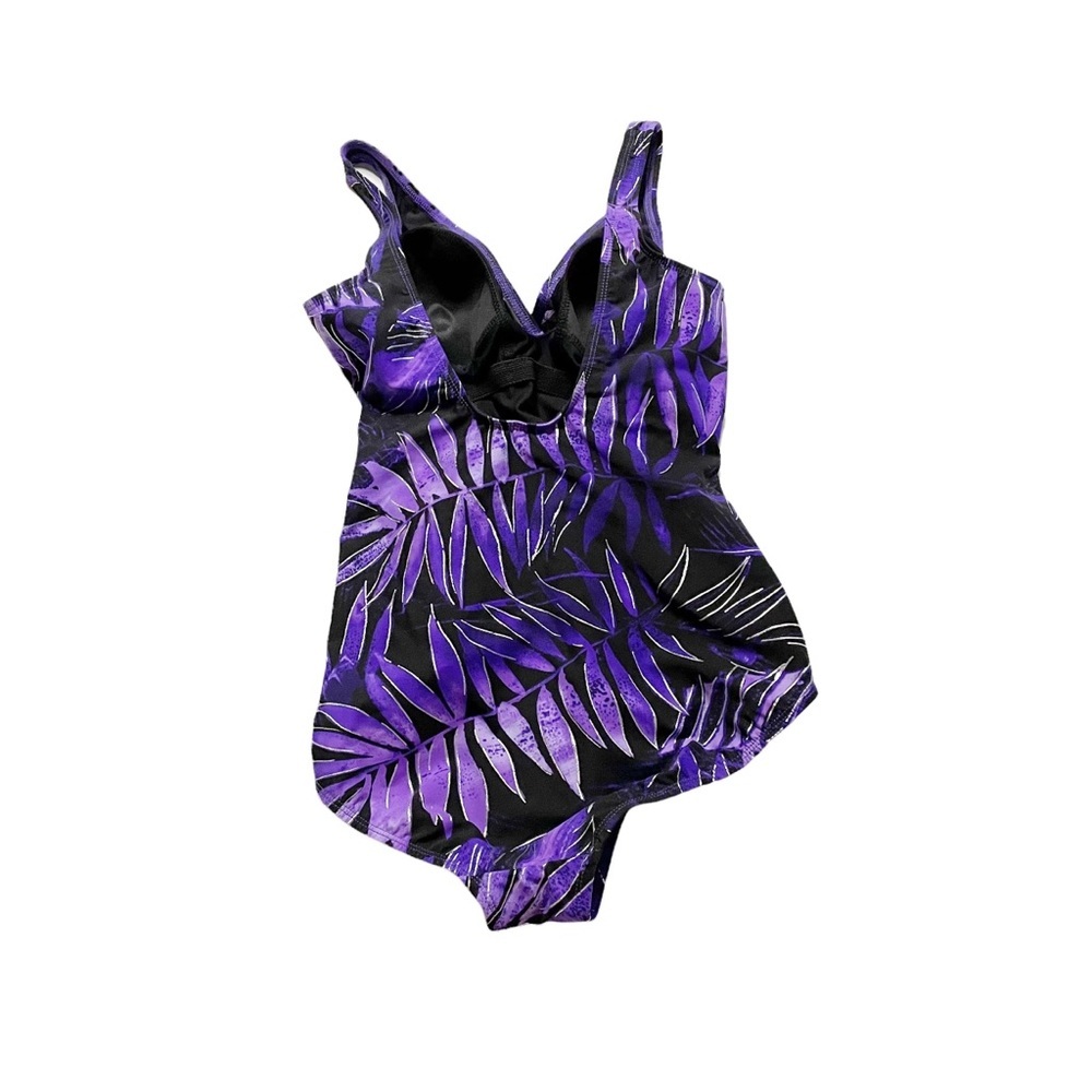 Miraclesuit Rouched One Piece Swimsuit Faux Wrap Style Spaghetti Strap Summer - Picture 2 of 9